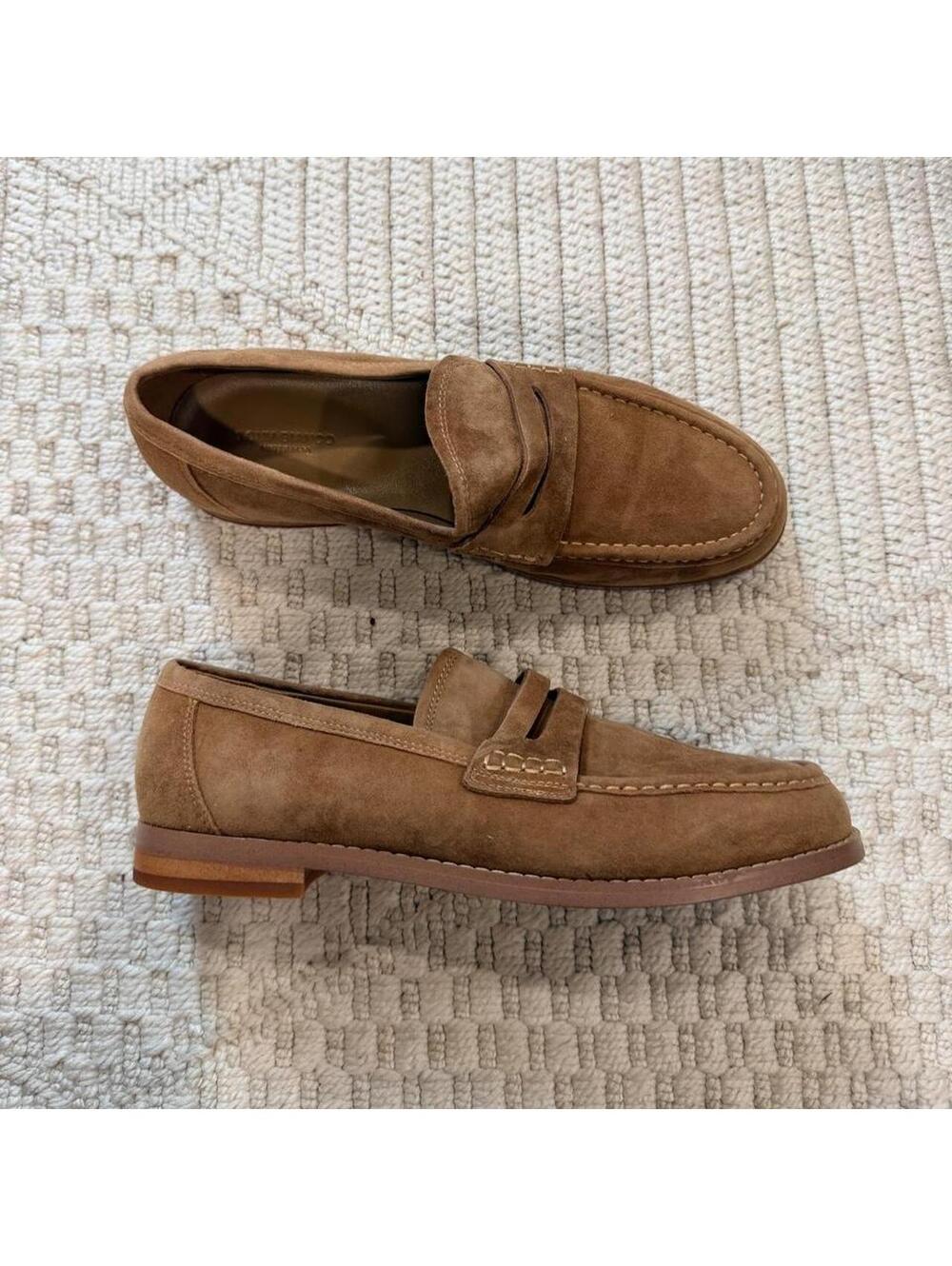 Tony Bianco Zac Brown Taupe Suede Loafers - Picture 2 of 8